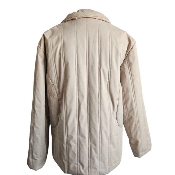 Tally Ho Women's Beige Quilted Puffer Jacket Sz Large Fall Neutral Minimalist - Picture 4 of 15